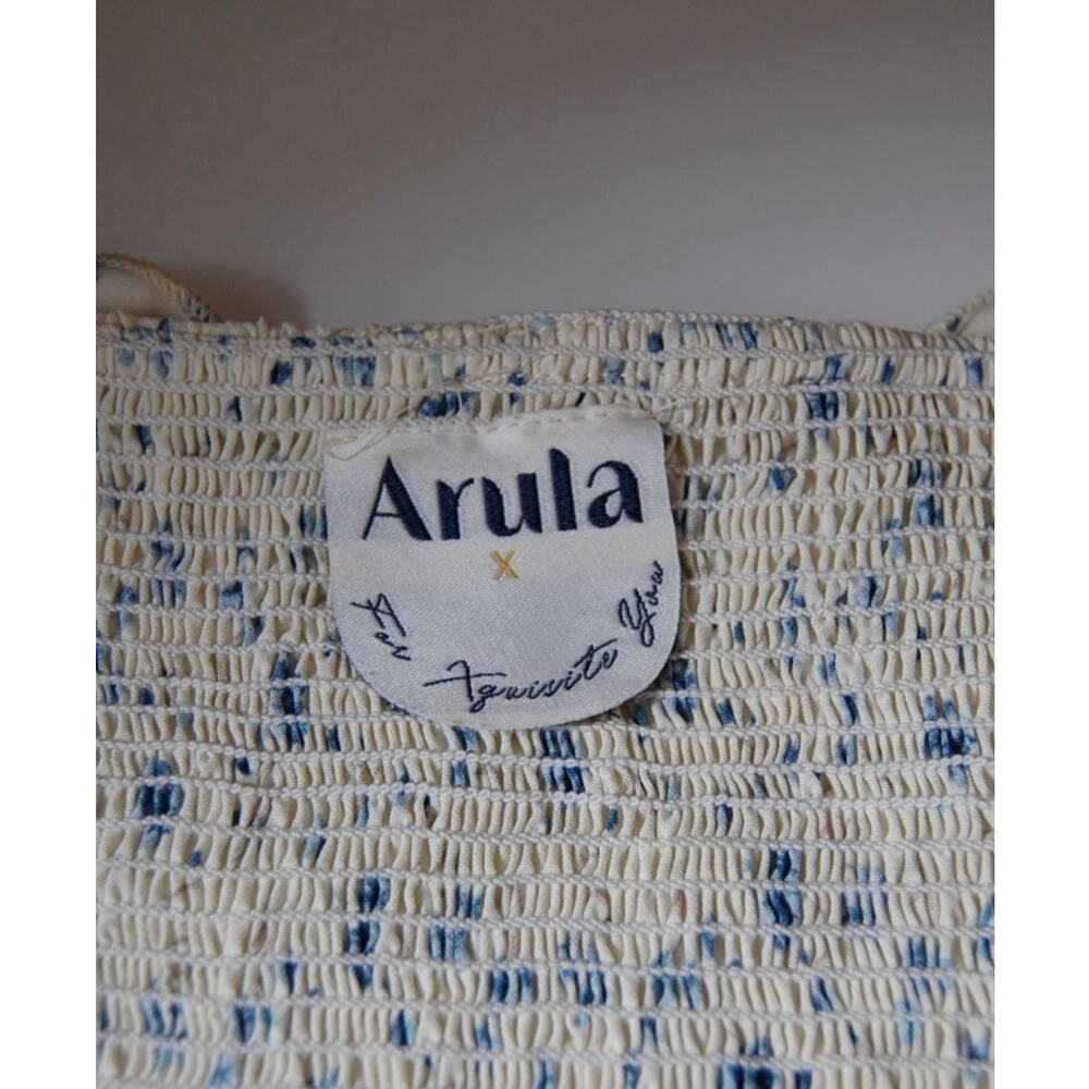 Arula x Favorite Sister Blouse Cream Blue Puff Sleeve Size XL Prairie Farmhouse - Picture 12 of 15